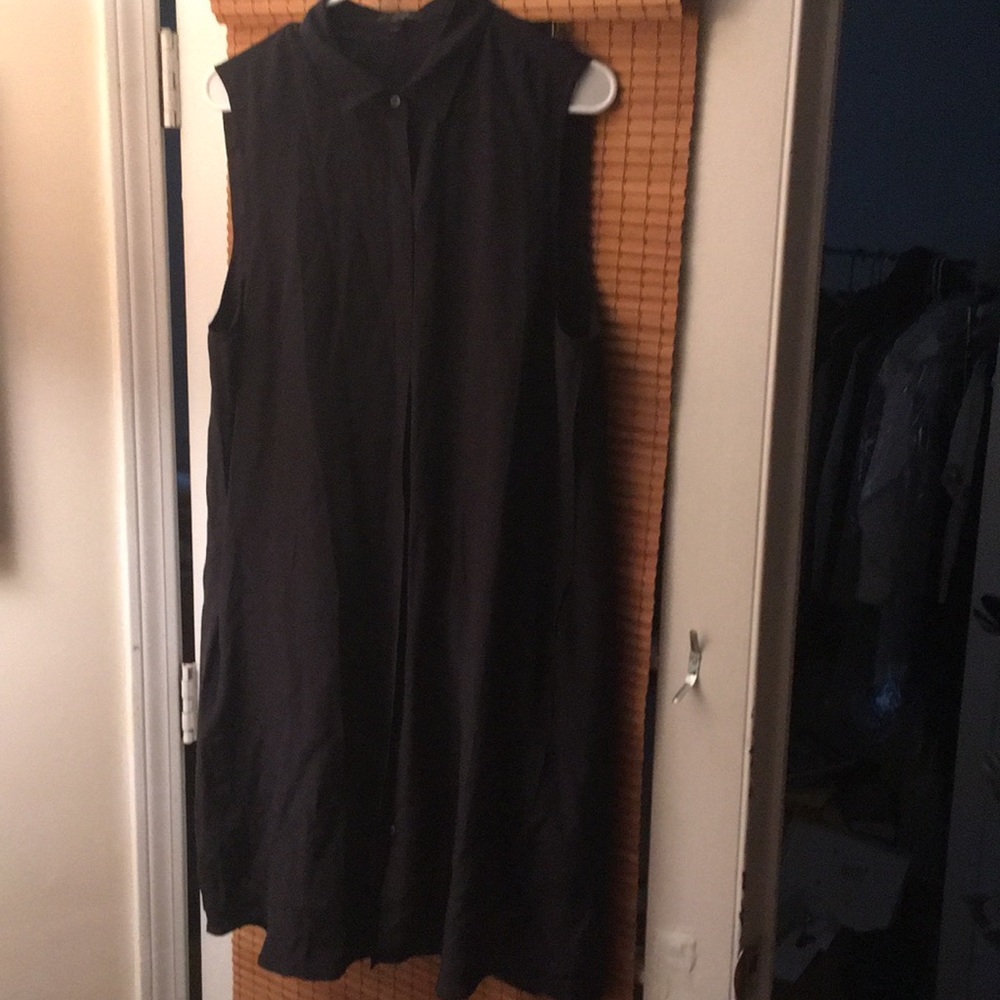 Silk J. Crew black sleeveless button down dress